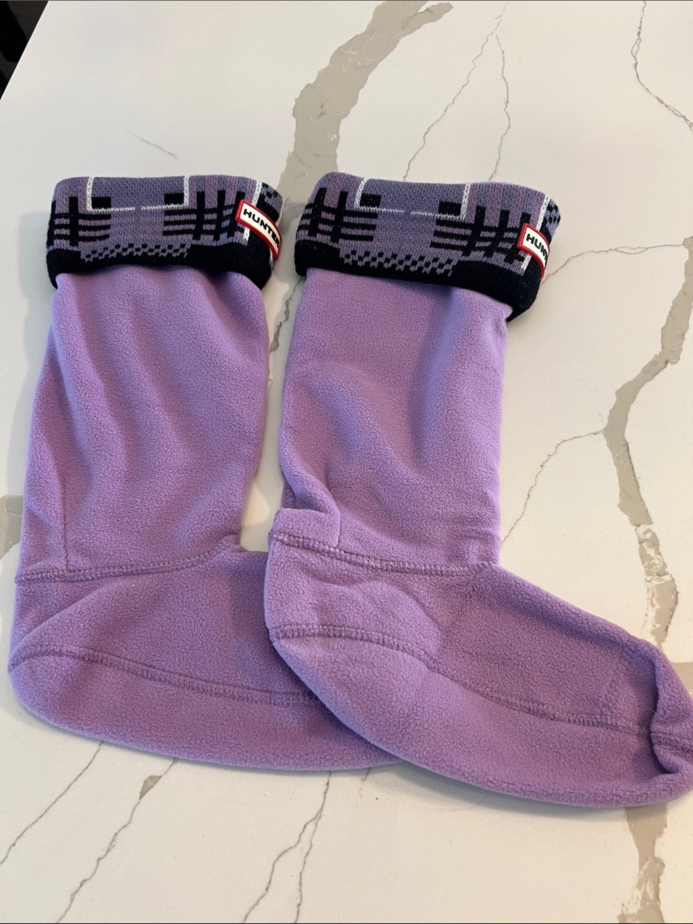 Hunter Lavender Fleece Boot Socks with Patterned Cuff